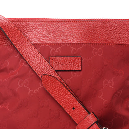 Gucci Nylon Monogram Dollar Calfskin Flat Messenger Bag Vibrant Red 10 of 10