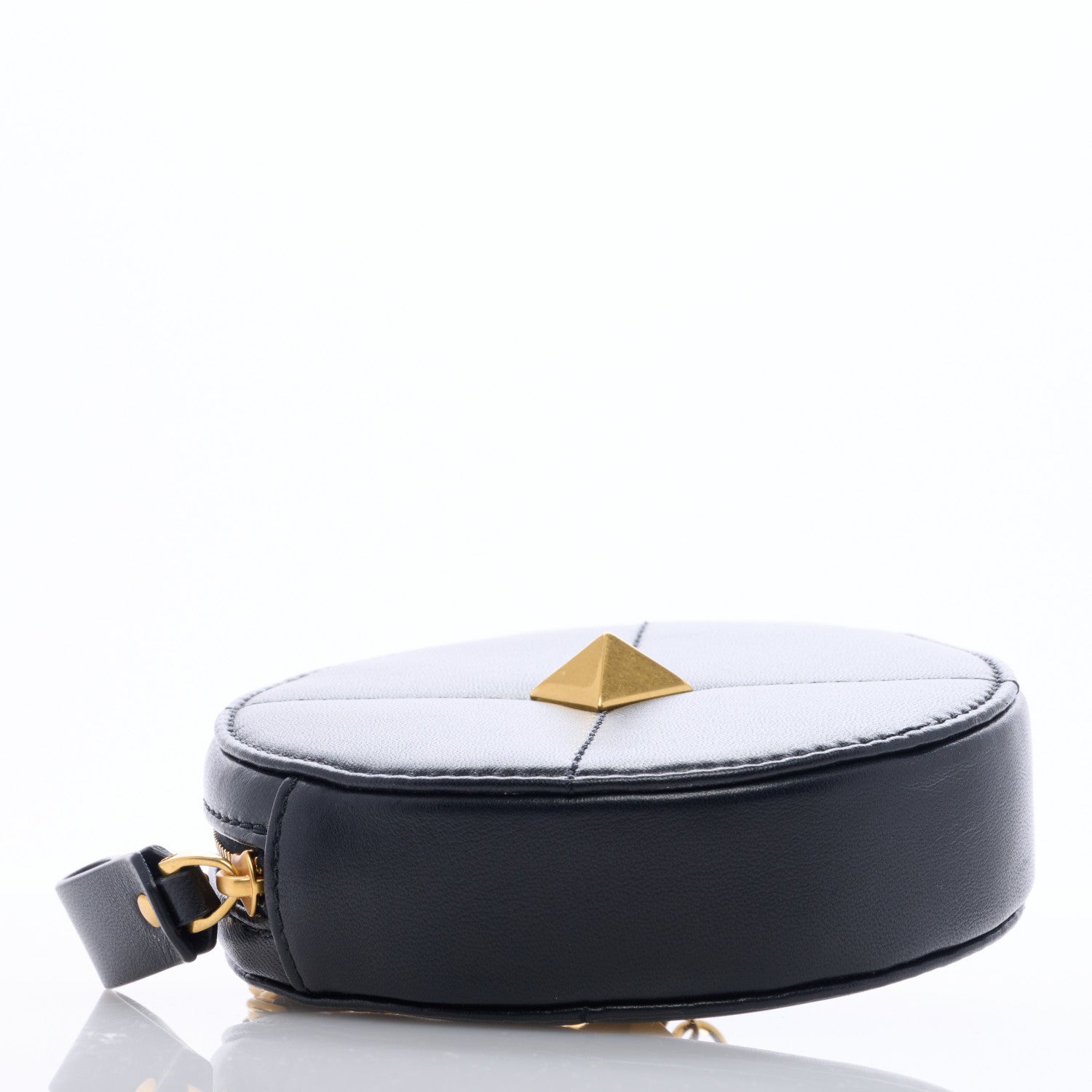 Valentino Garavani Calfskin Roman Stud Round Crossbody Bag Black 4 of 6