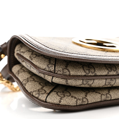 Gucci GG Supreme Monogram Textured Dollar Calfskin Mini Blondie Chain Shoulder Flap Bag Beige Ebony New Acero 9 of 10