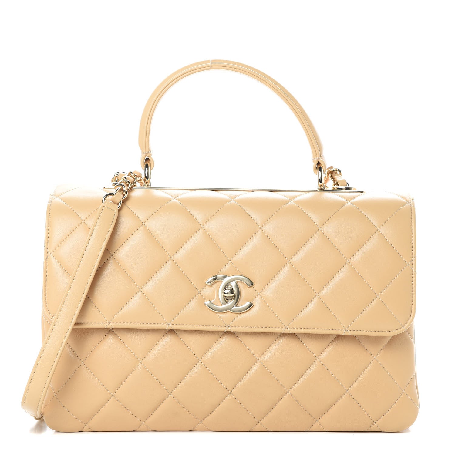 Chanel Lambskin Quilted Medium Trendy CC Flap Dual Handle Bag Beige 1 of 12