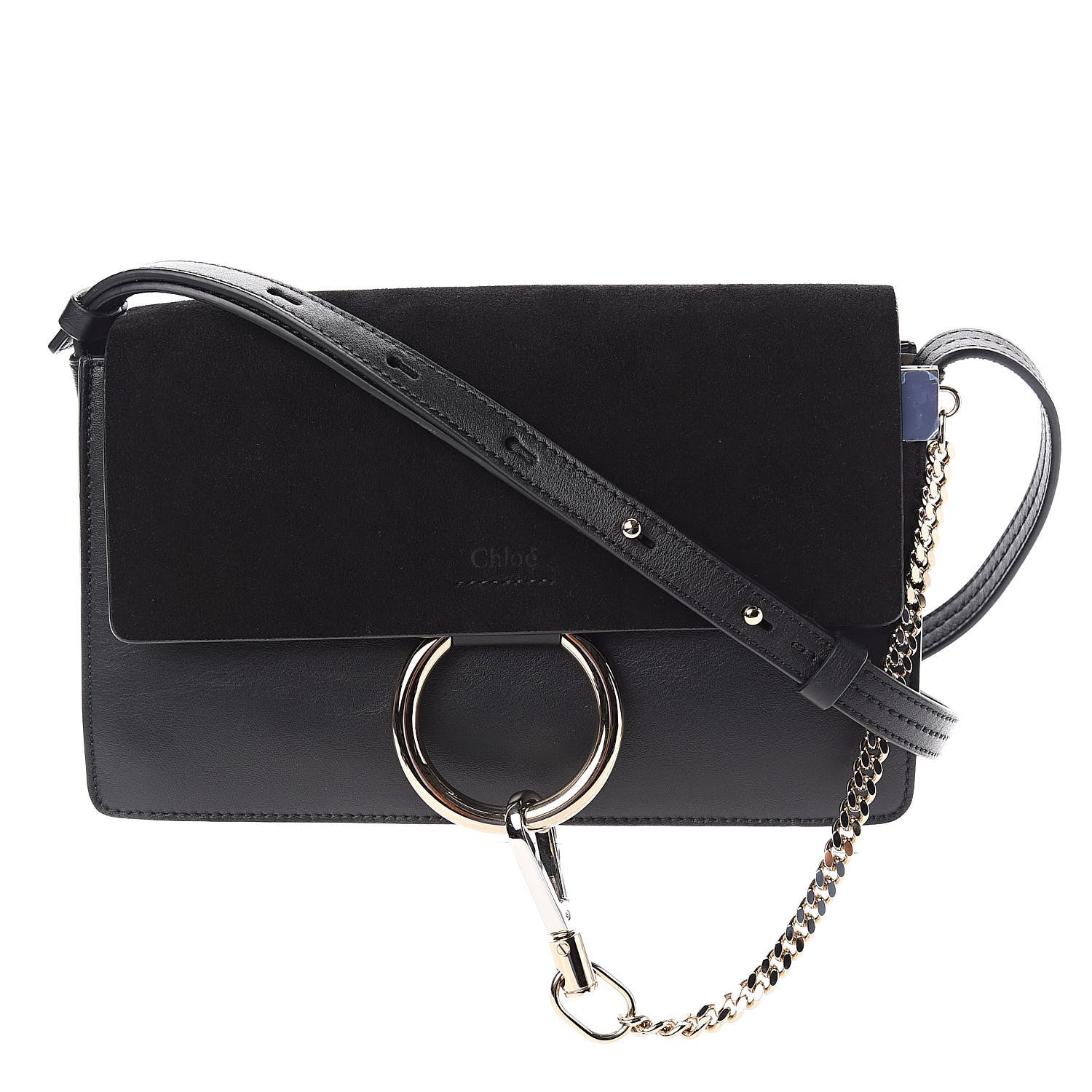 Chloe Suede Calfskin Small Faye Shoulder Bag Black 1 of 10