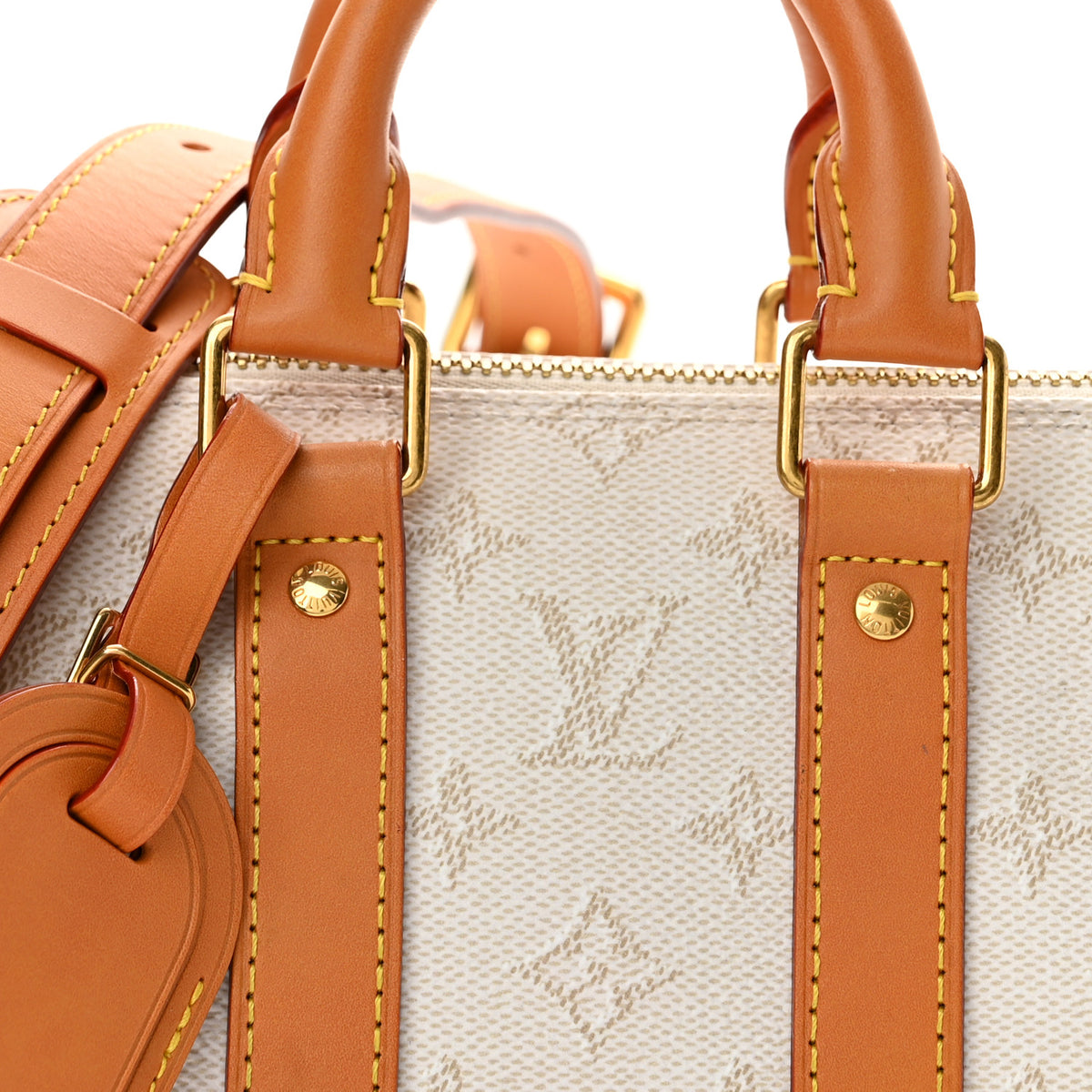Louis Vuitton Monogram Heritage Keepall Bandouliere 25 Off White 7 of 12