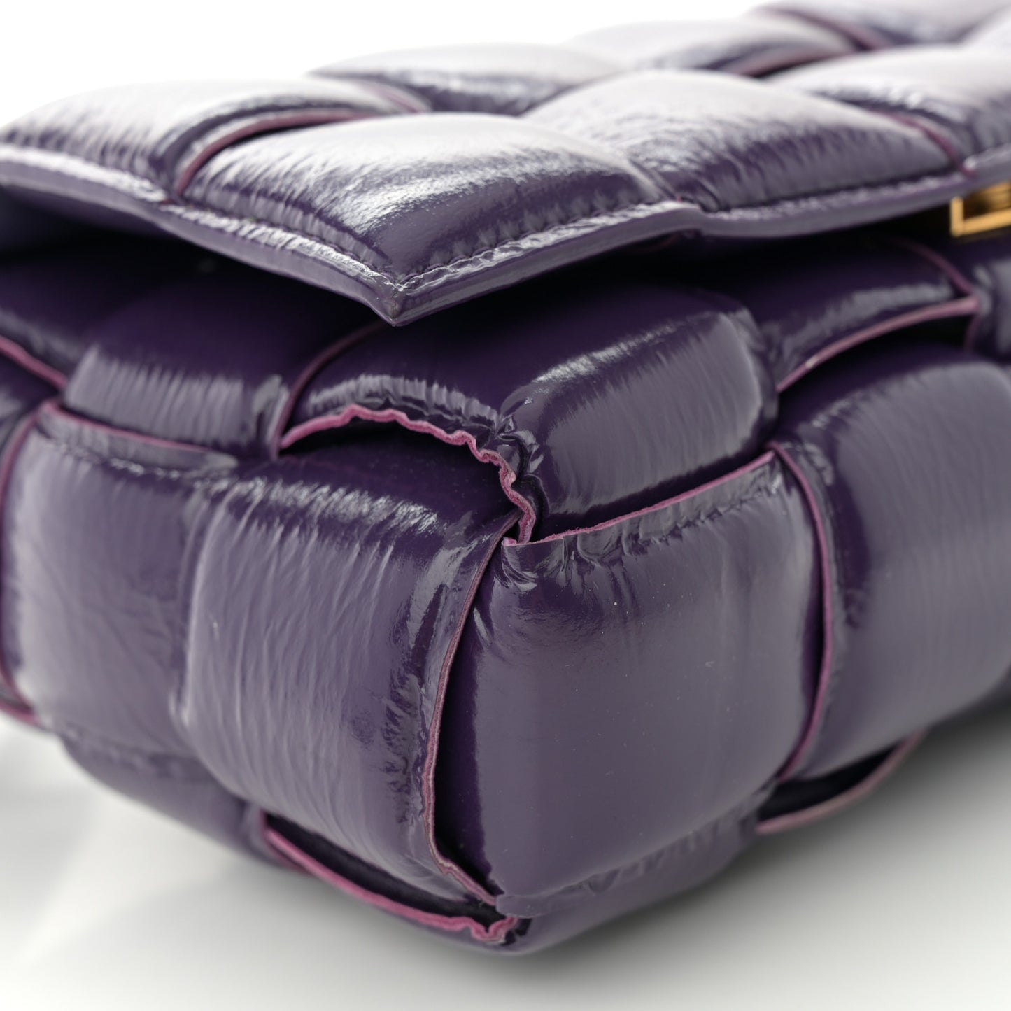 Textured Deerskin Maxi Intrecciato Padded Cassette Crossbody Bag Raisin