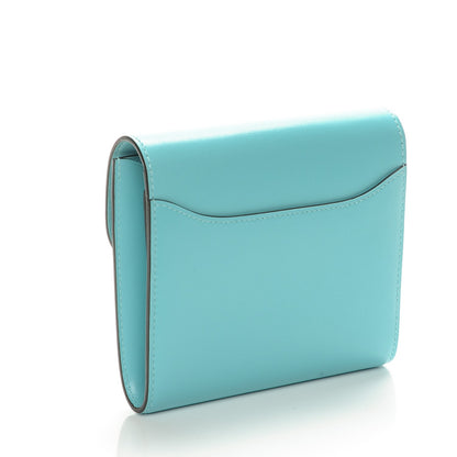 Hermes Tadelakt Lizard Constance Short Wallet Bleu Atoll Ficelle 3 of 7