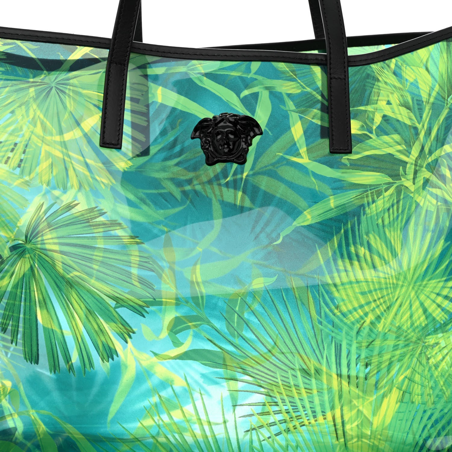 Versace PVC Jungle Printed Tote Green Black Multicolor 8 of 11
