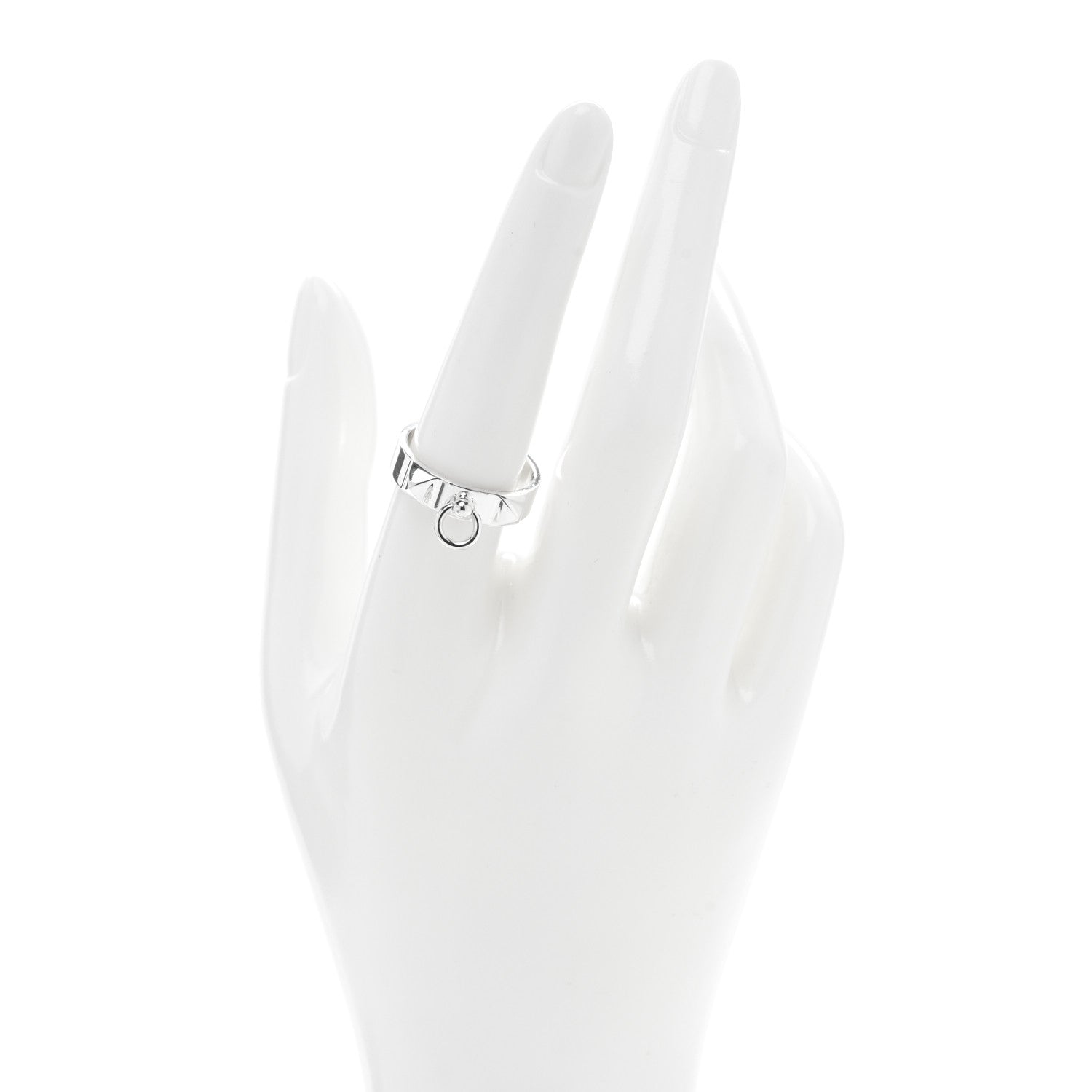 Hermes Sterling Silver PM Collier De Chien Ring 58 8.5 2 of 5