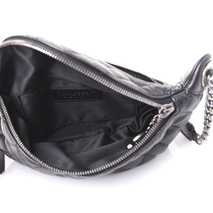 Chanel Lambskin Quilted Banane Waist Bag Fanny Pack Black 4 of 9