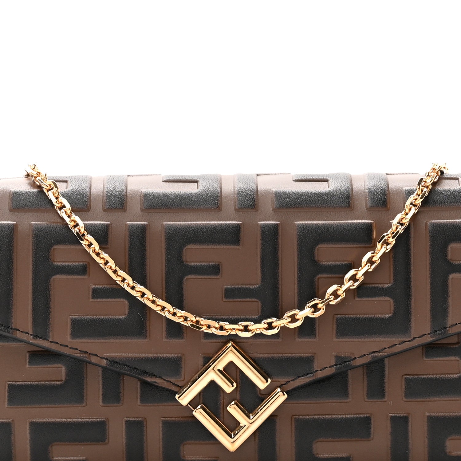 Fendi Vitello Soft FF Diamonds Continental Envelope Wallet On Chain Maya Black 9 of 11