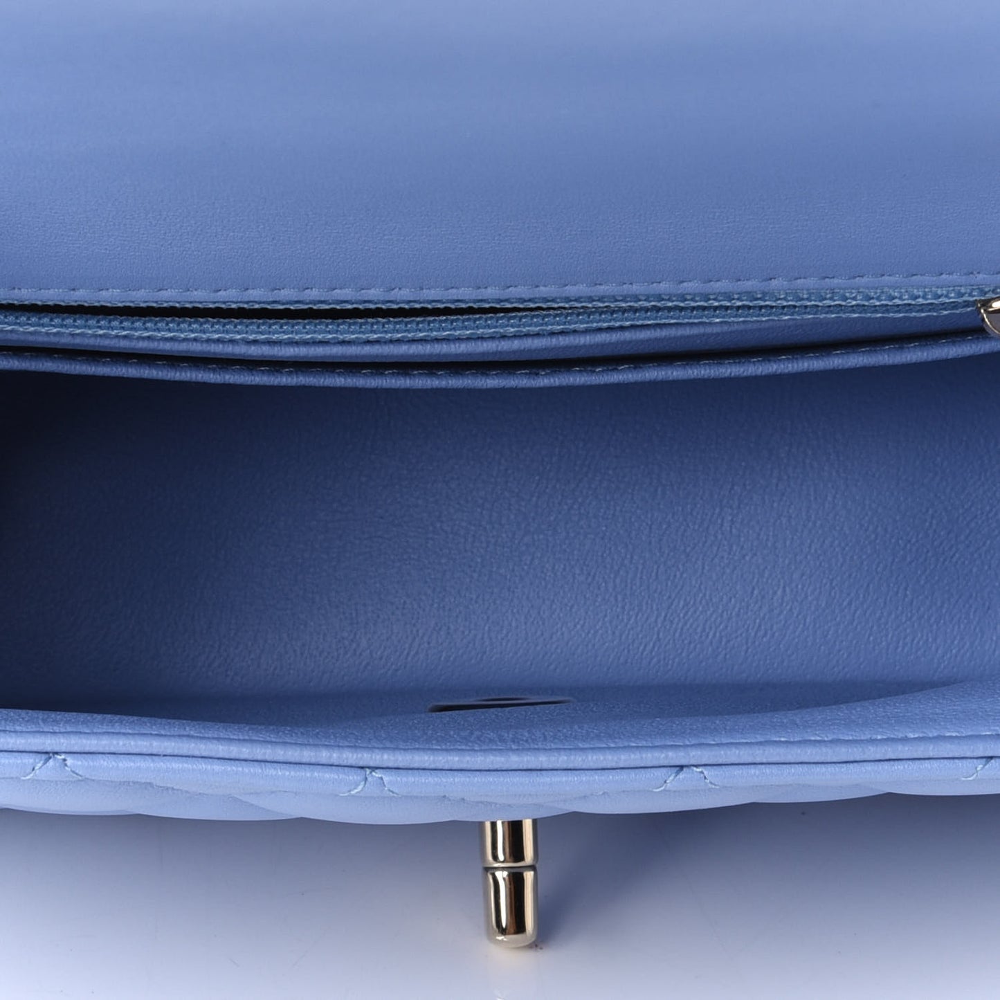 Lambskin Quilted Mini Rectangular Flap Light Blue