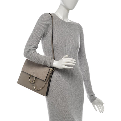 Chloe Calfskin Suede Medium Faye Shoulder Bag Motty Grey 2 of 6
