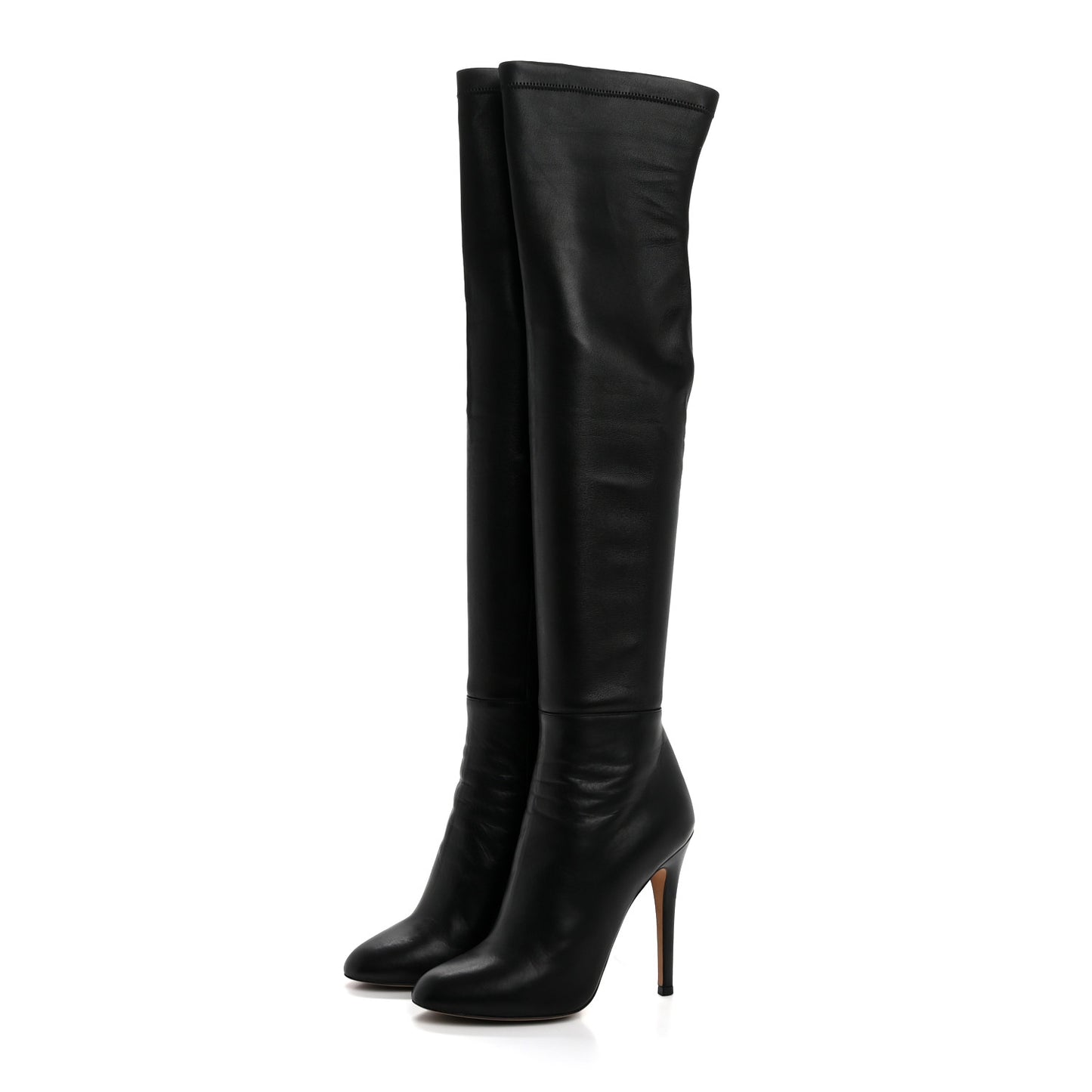 Calfskin Stretch Nappa Turner Knee High Boots 38.5 Black