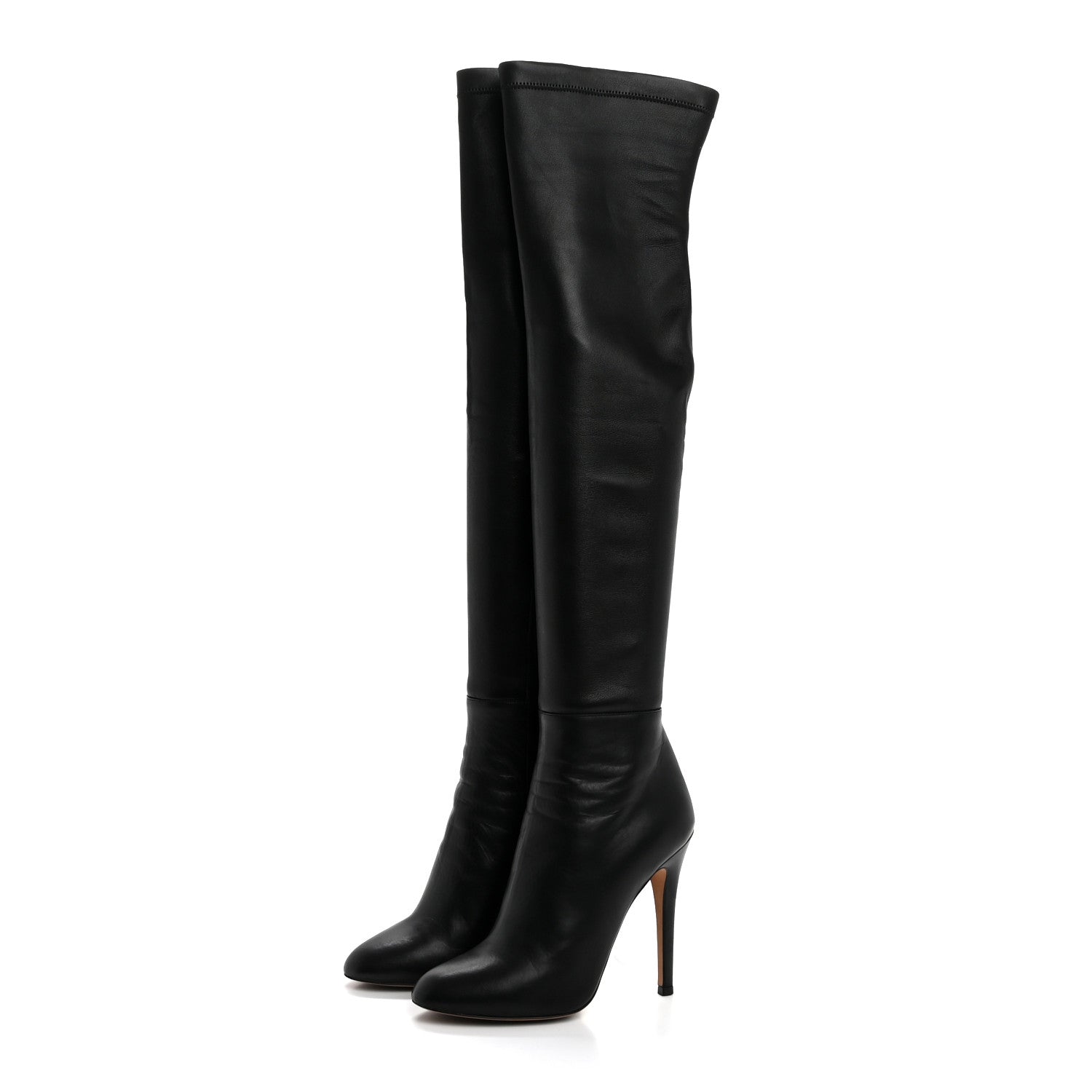 Jimmy Choo Calfskin Stretch Nappa Turner Knee High Boots 38.5 Black 3 of 7
