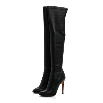 Jimmy Choo Calfskin Stretch Nappa Turner Knee High Boots 38.5 Black 3 of 7