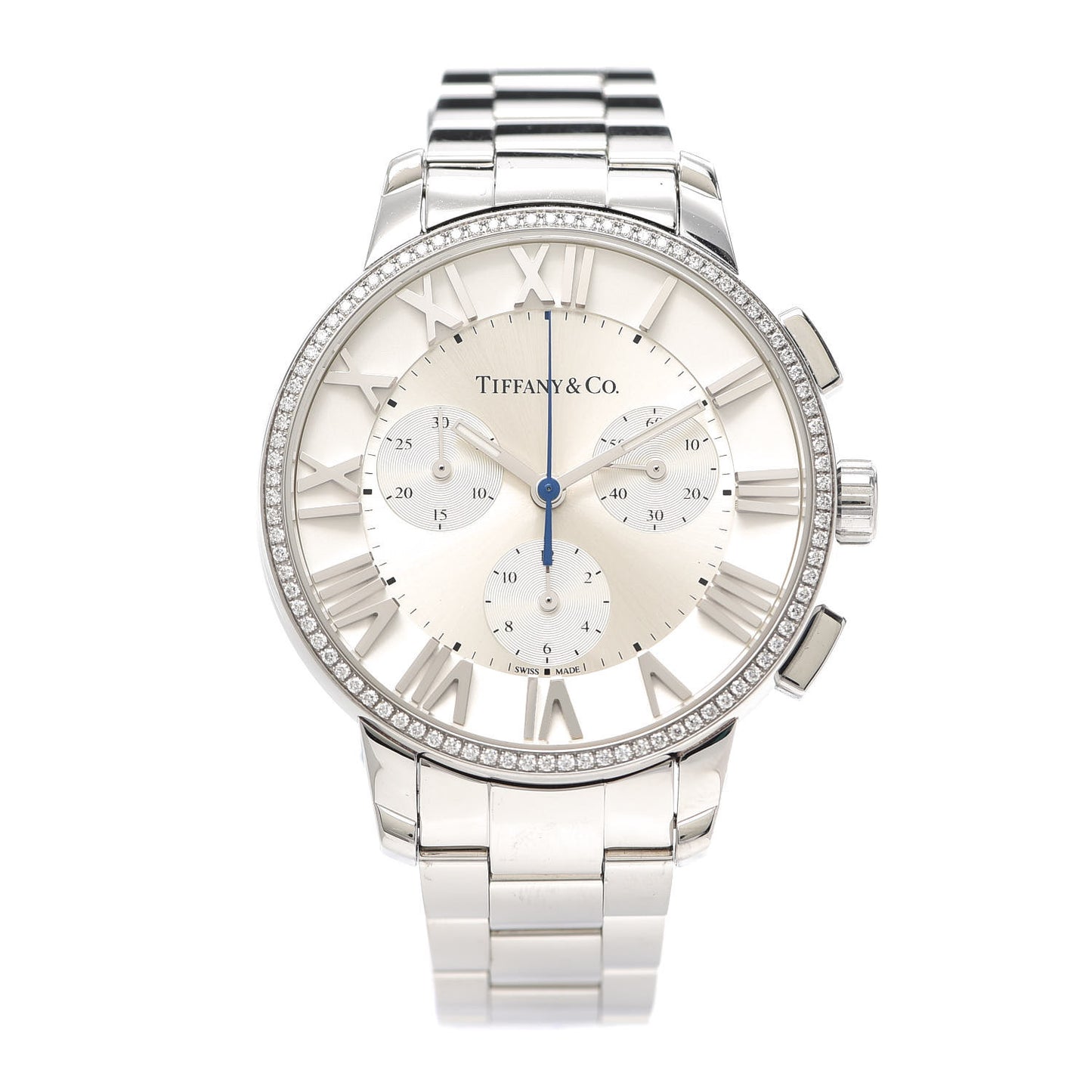Stainless Steel Diamond Bezel 36mm Atlas Dome Chronograph Quartz Watch