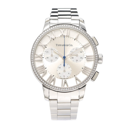 Tiffany Stainless Steel Diamond Bezel 36mm Atlas Dome Chronograph Quartz Watch 1 of 6