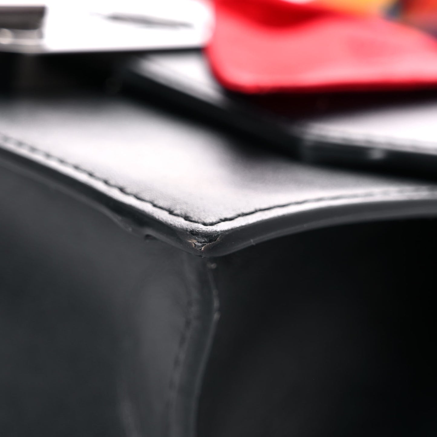 Grained Calfskin Mini Elisa Top Handle Bag Black