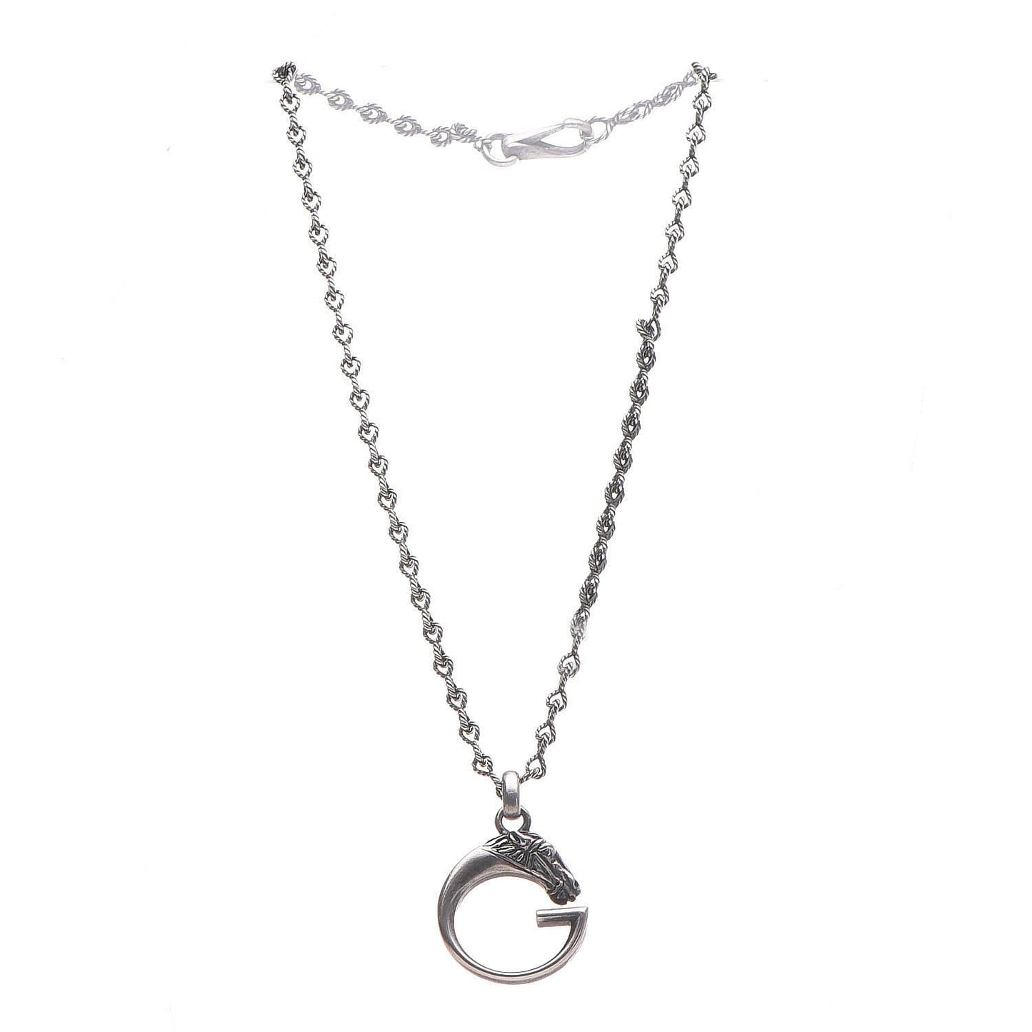 Sterling Silver G Horse Rope Pendant Necklace