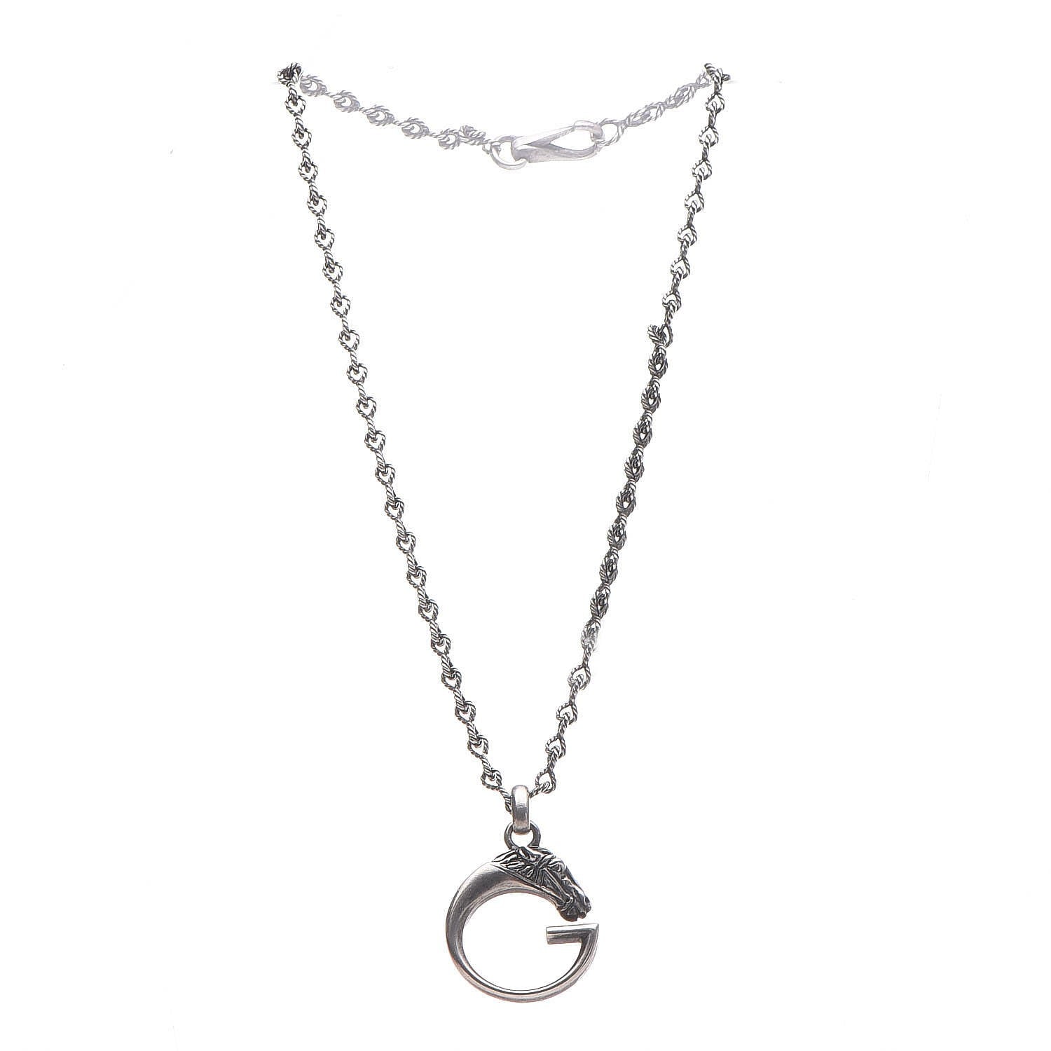 Gucci Sterling Silver G Horse Rope Pendant Necklace 3 of 6