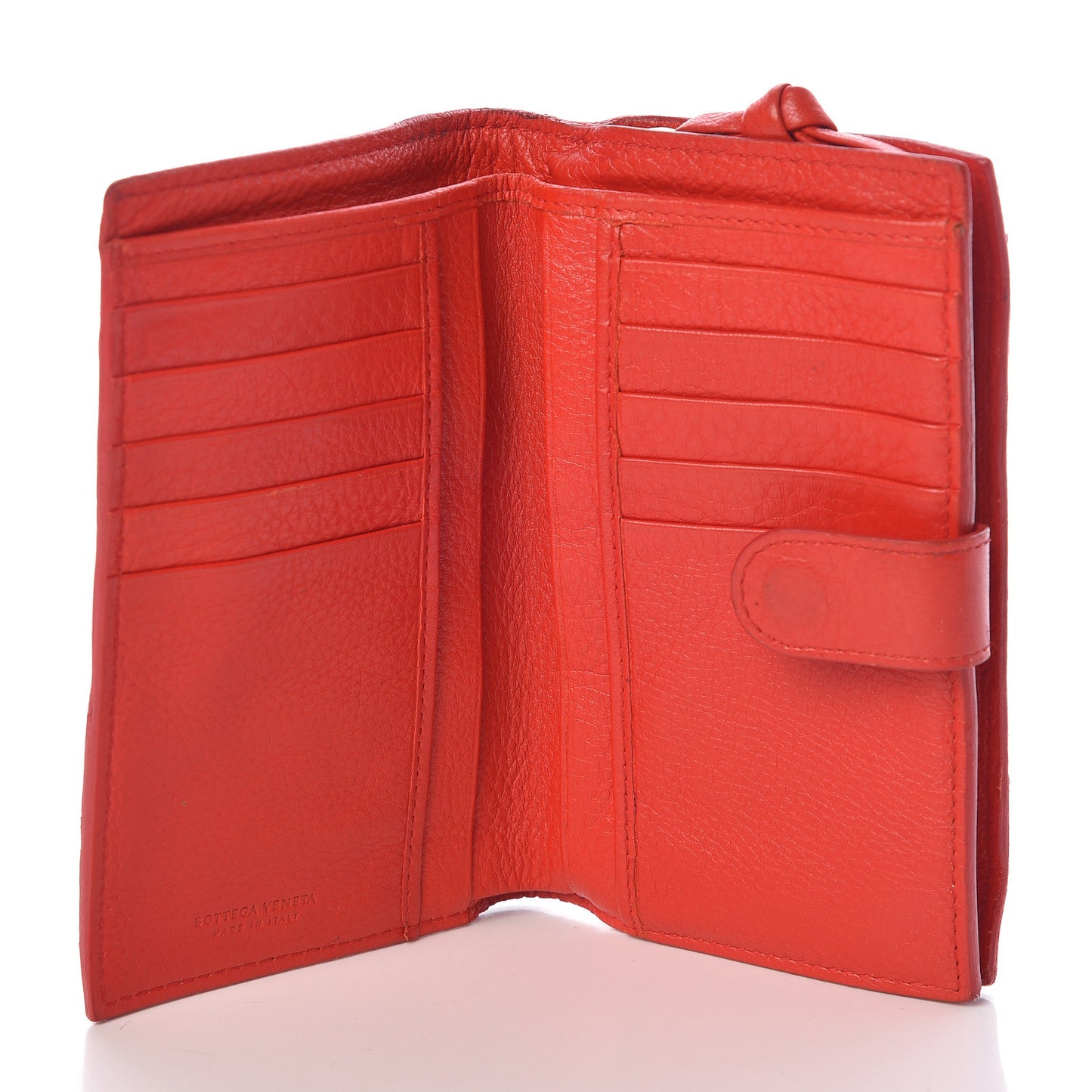 Grained Calfskin Continental Snap Wallet Rosso