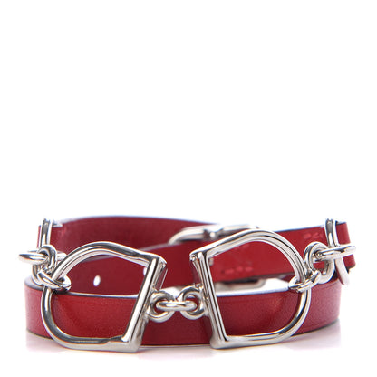 Hermes Swift Etrier Double Tour Bracelet T2 Rouge Casaque 1 of 6