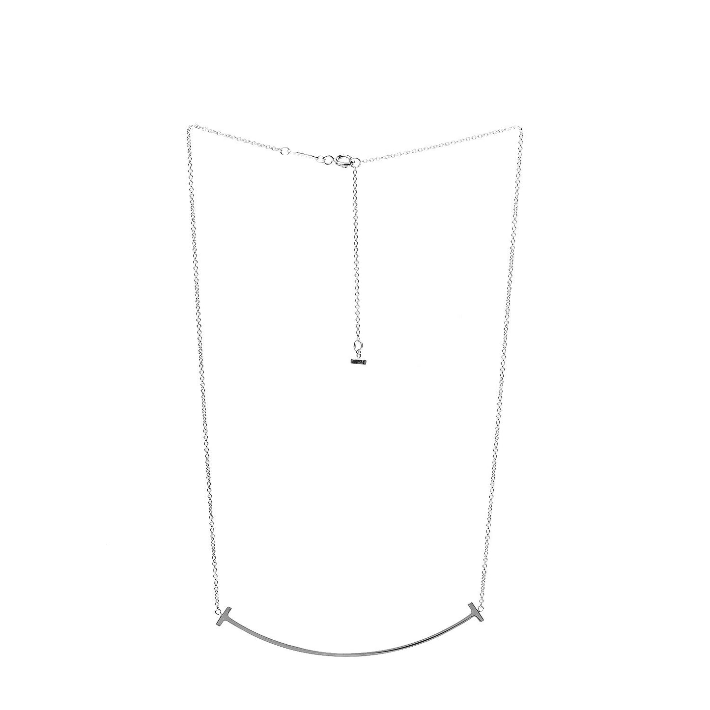 Sterling Silver Large T Smile Pendant Necklace