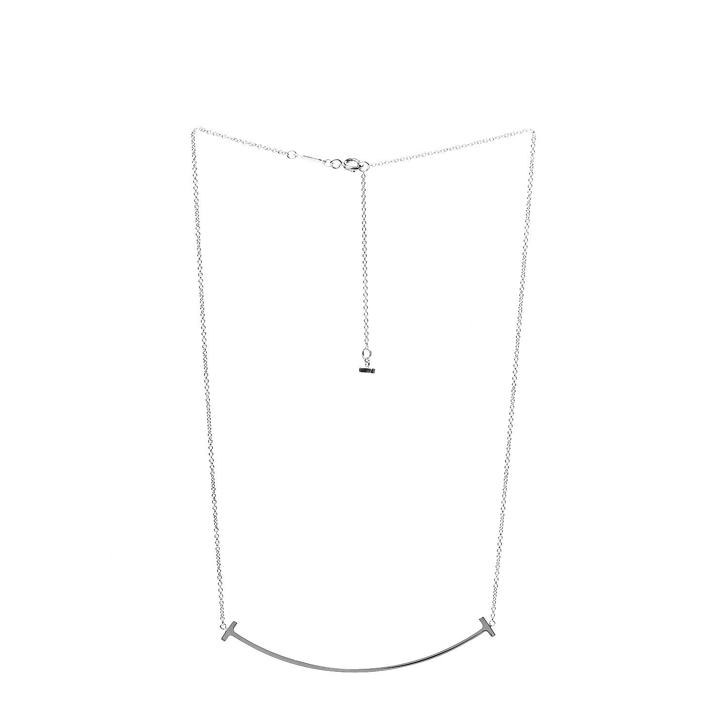 Tiffany Sterling Silver Large T Smile Pendant Necklace 2 of 5