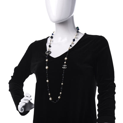 Chanel Pearl Resin Beaded CC Heart Long Necklace Ruthenium Multicolor 2 of 8