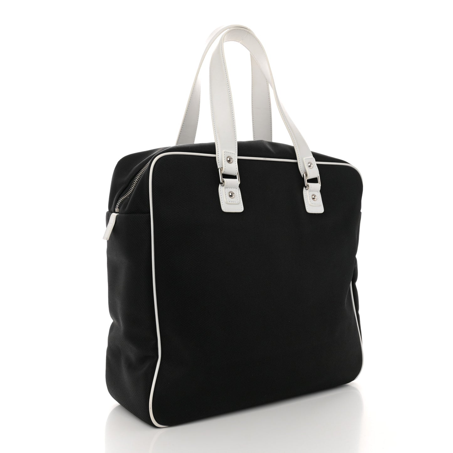 Canvas Rubber Airlines Large Zip Shopping Tote Black White Red