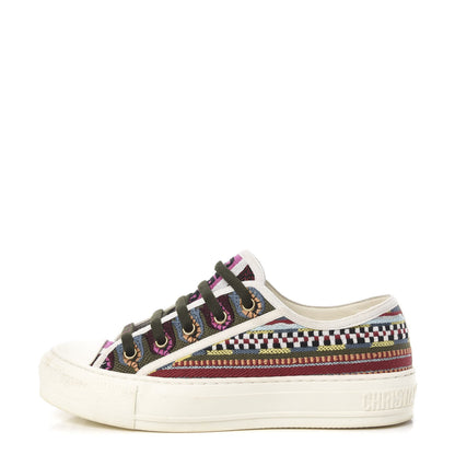 Christian Dior Canvas Ethnic Embroidered Womens Walk'N'Dior Low Top Sneakers 36.5 Fuchsia 1 of 11