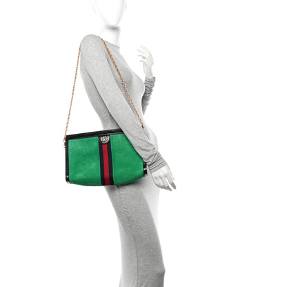 Gucci Suede Patent Web Medium Ophidia Chain Shoulder Bag New Shamarock Black 2 of 14