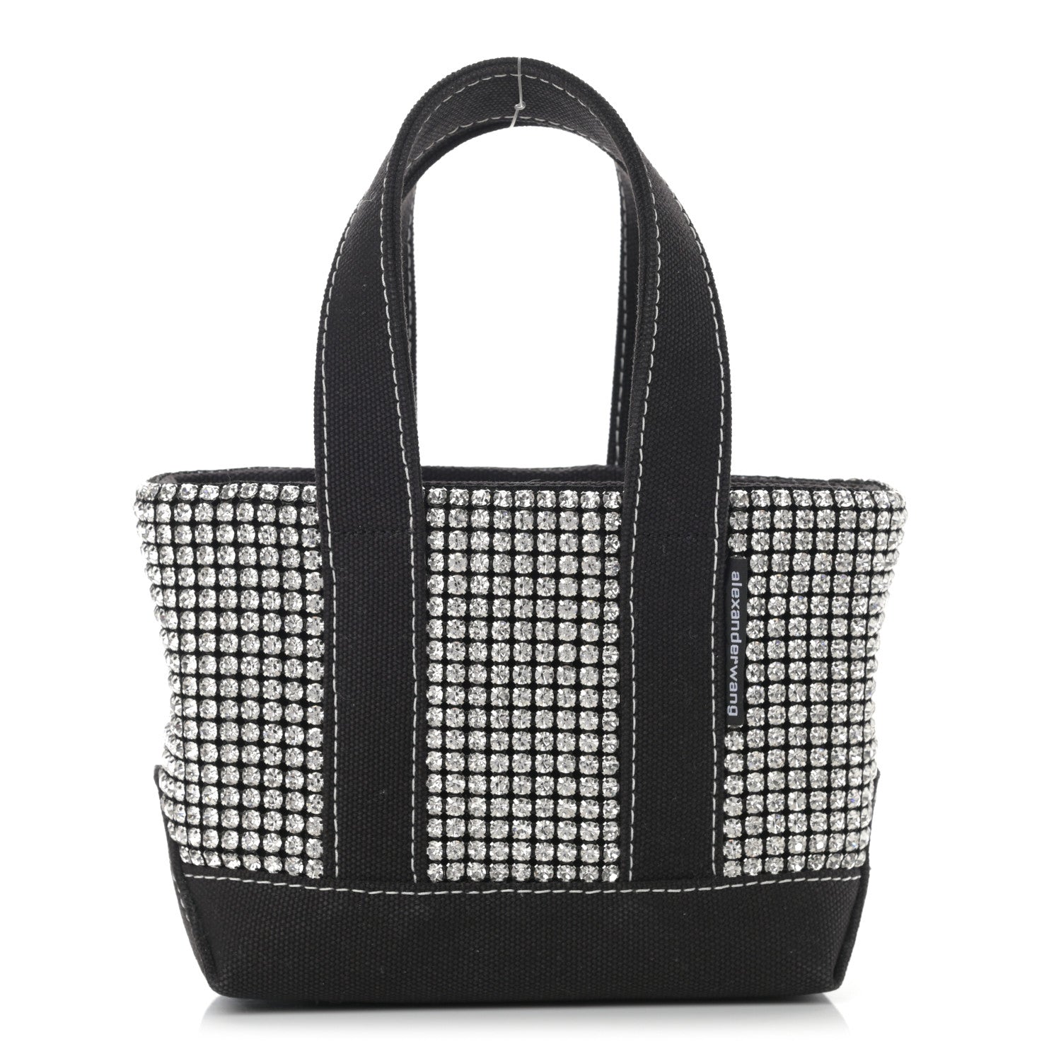 Alexander Wang Mesh Crystal Rhinestone Mini Crusier Tote Black Silver 1 of 12