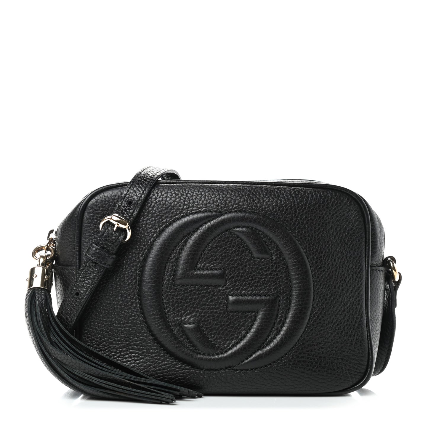 Pebbled Calfskin Small Soho Disco Bag Black