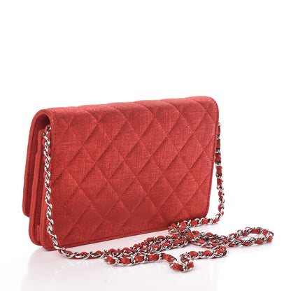 Chanel Metallic Iridescent Calfskin Wallet On Chain WOC Red 3 of 9