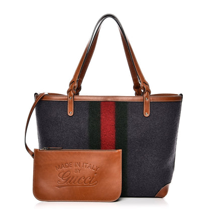 Gucci Felt Medium Web Craft Tote Grey 3 of 15
