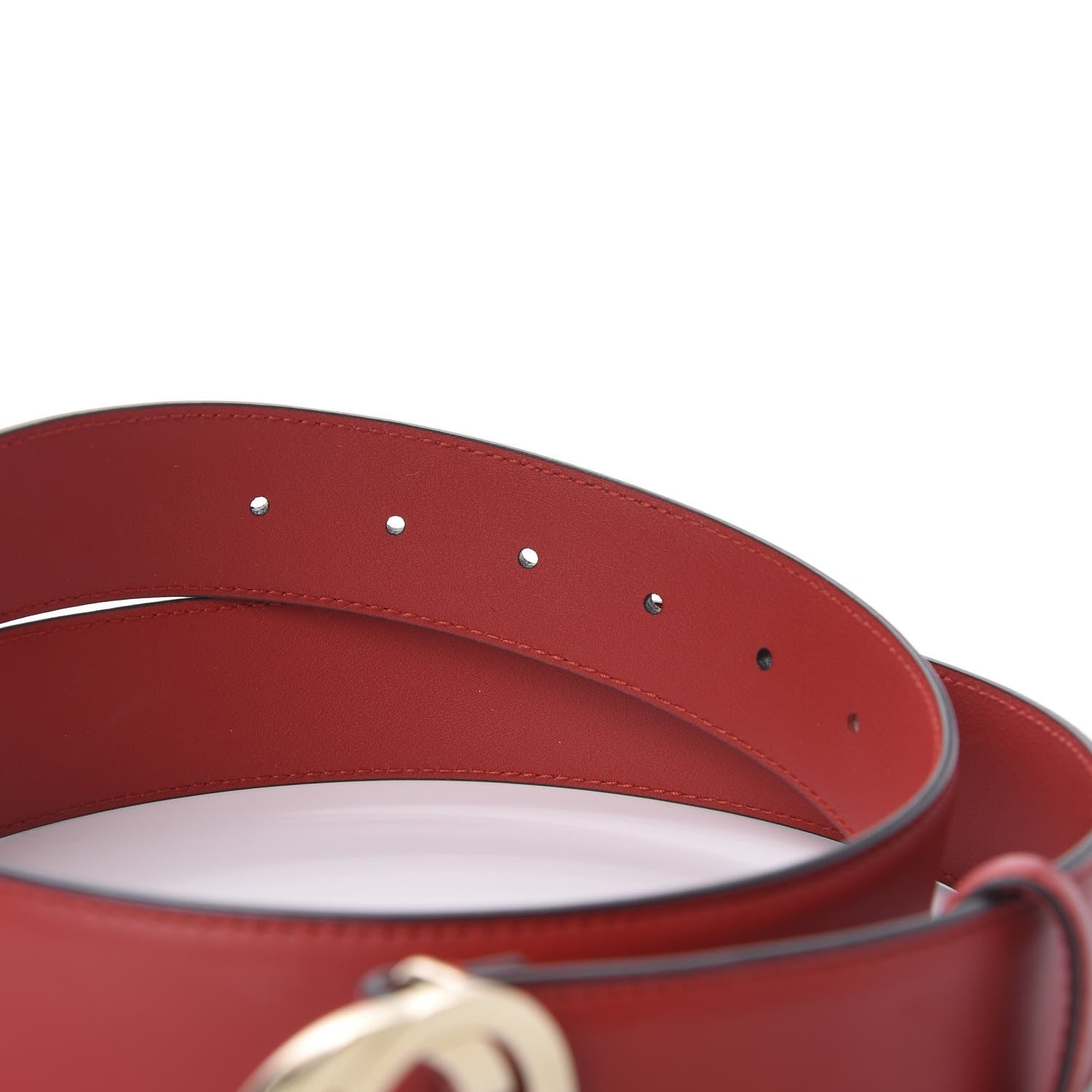 Gucci Moon Calfskin Interlocking G 37mm Belt 85 34 Vibrant Red 4 of 5