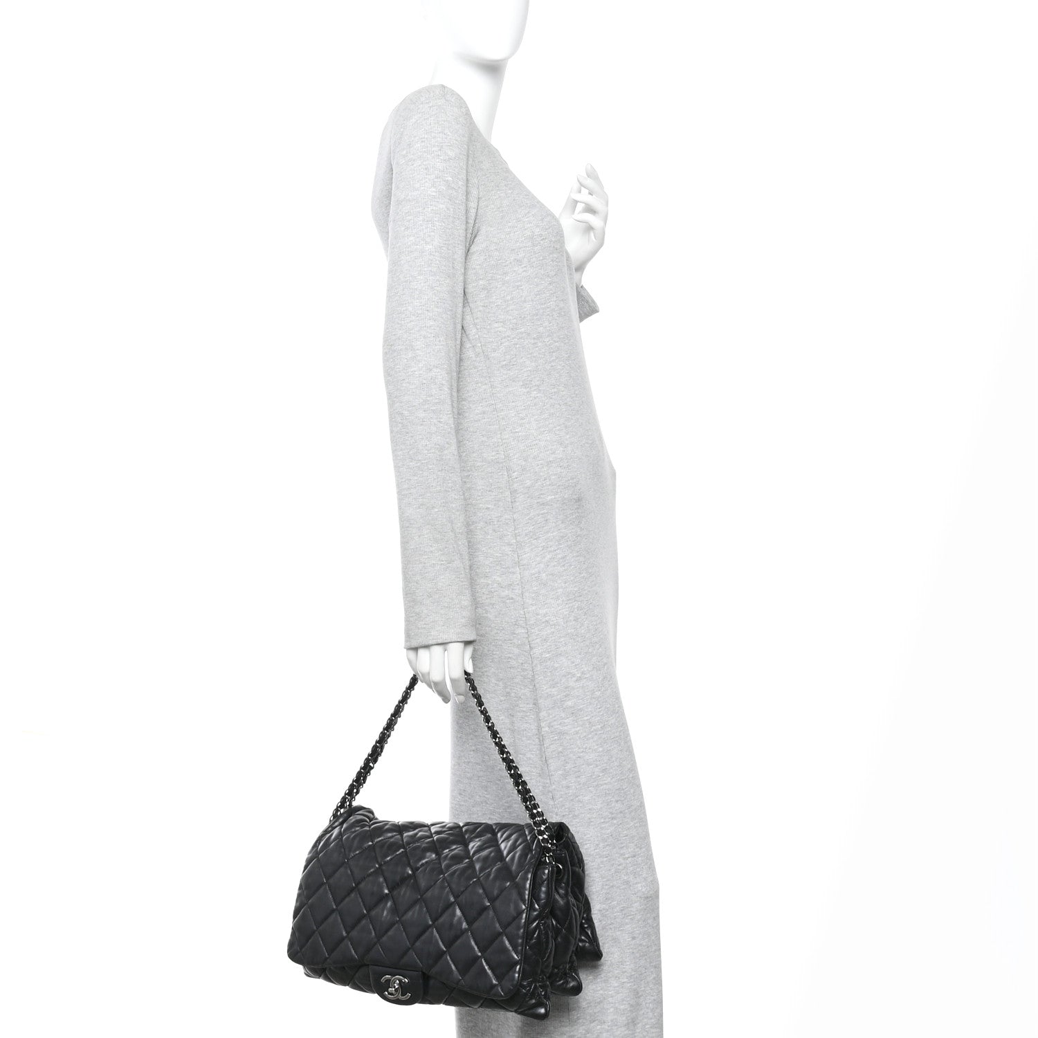 Chanel Lambskin Quilted Chanel 3 Accordion Flap Bag Black 2 of 10