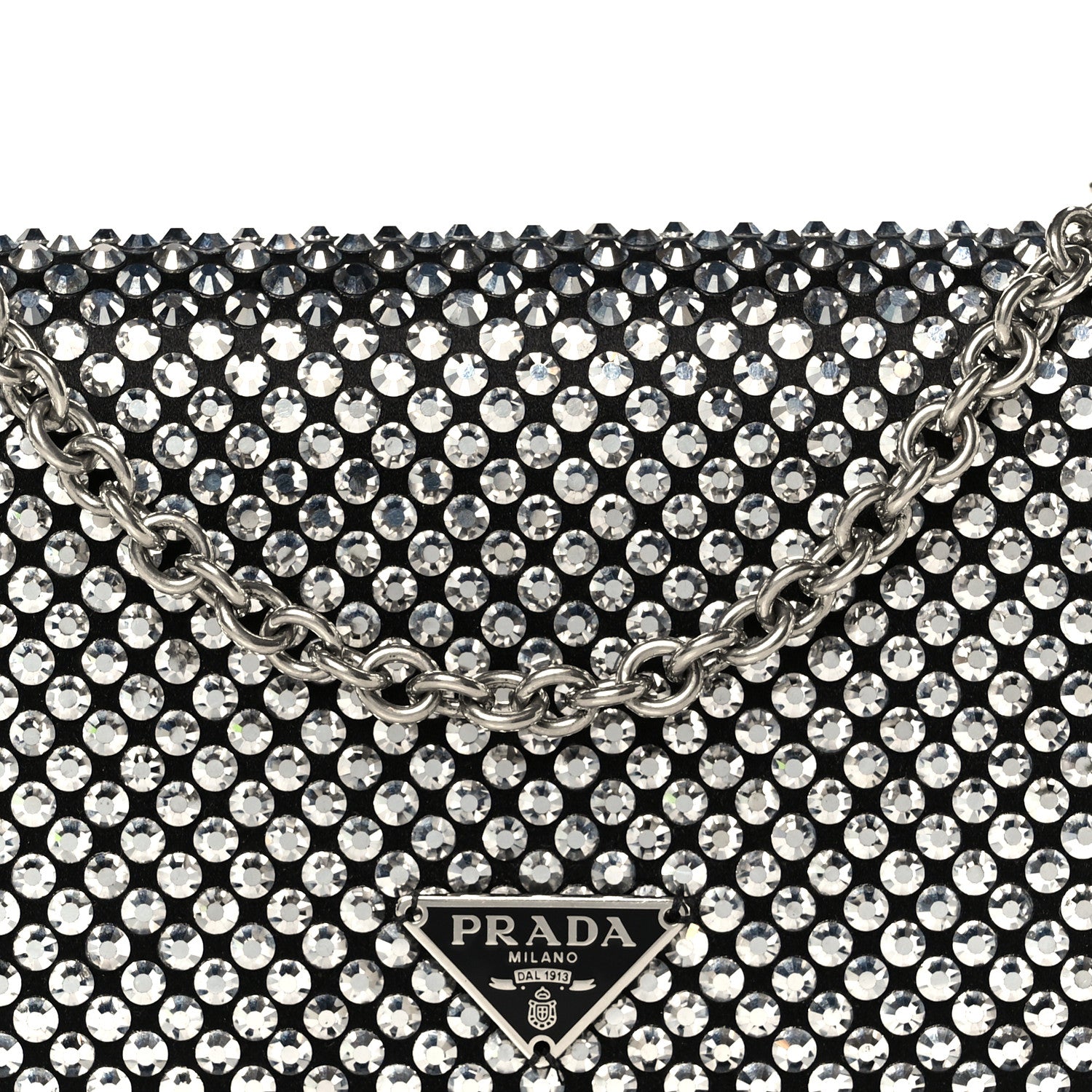 Prada Satin Crystal Metal Triangle Logo Mini Crossbody Bag Cristal 8 of 10