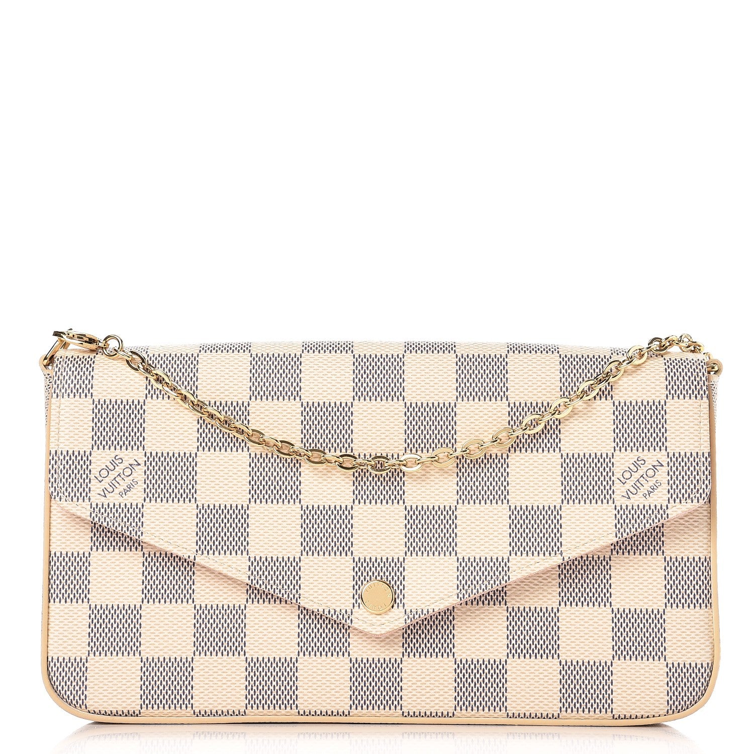 Louis Vuitton Damier Azur Pochette Felicie Chain Wallet Rose Ballerine 1 of 8