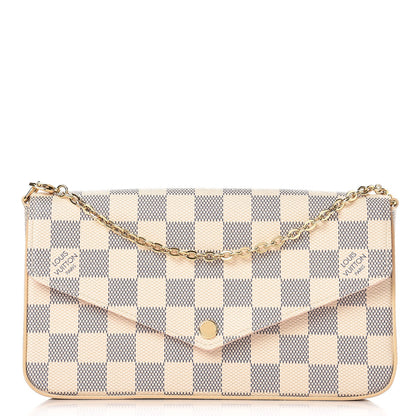 Louis Vuitton Damier Azur Pochette Felicie Chain Wallet Rose Ballerine 1 of 8