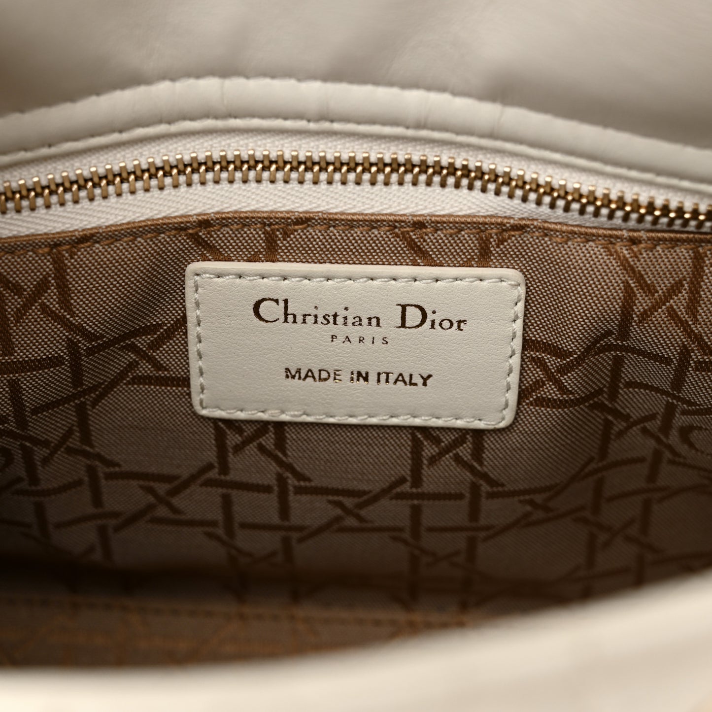 Lambskin Cannage Small Lucky Badges My Lady Dior White