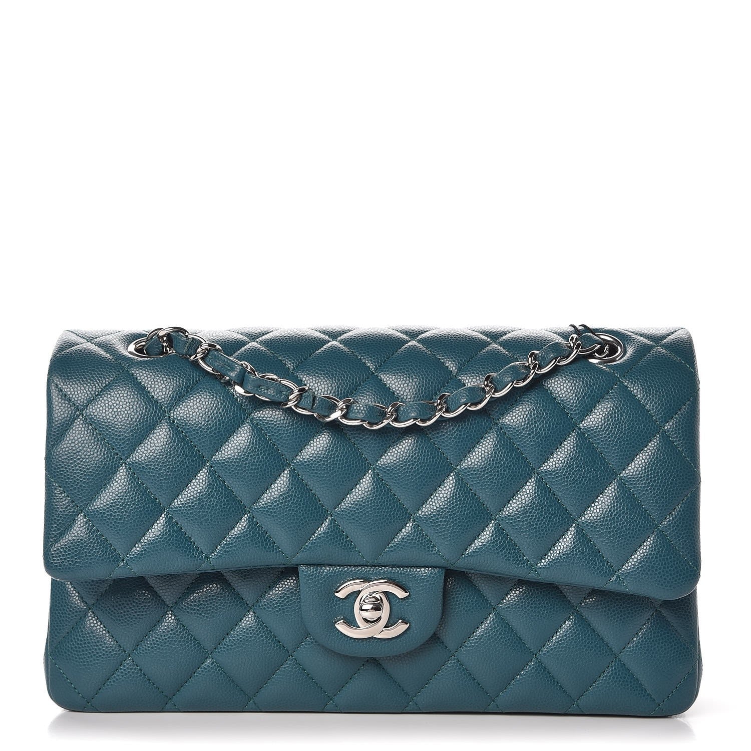 Chanel Caviar Quilted Medium Double Flap Dark Turquoise 1 of 8