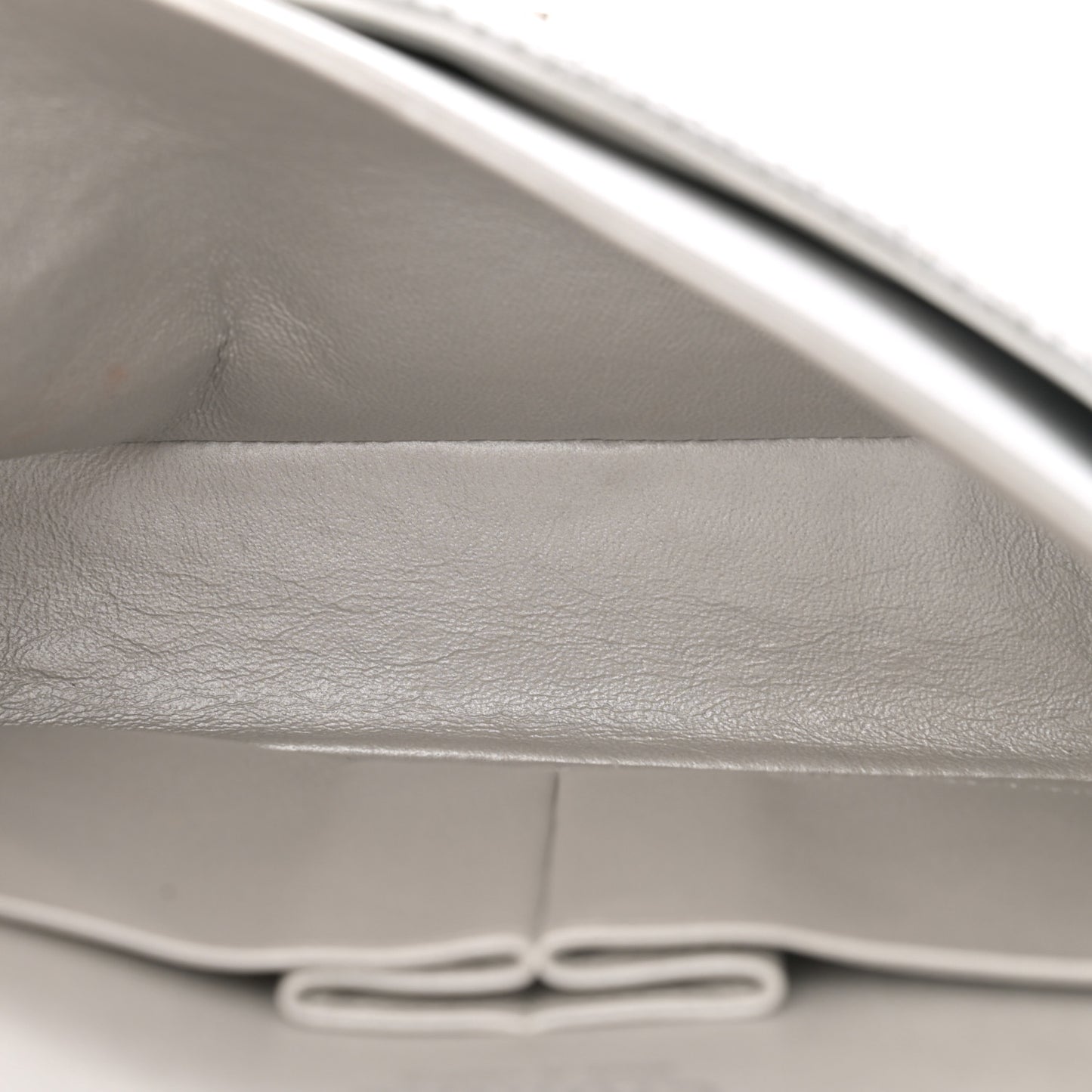 Metallic Lambskin Perforated Medium Double Flap Light Silver