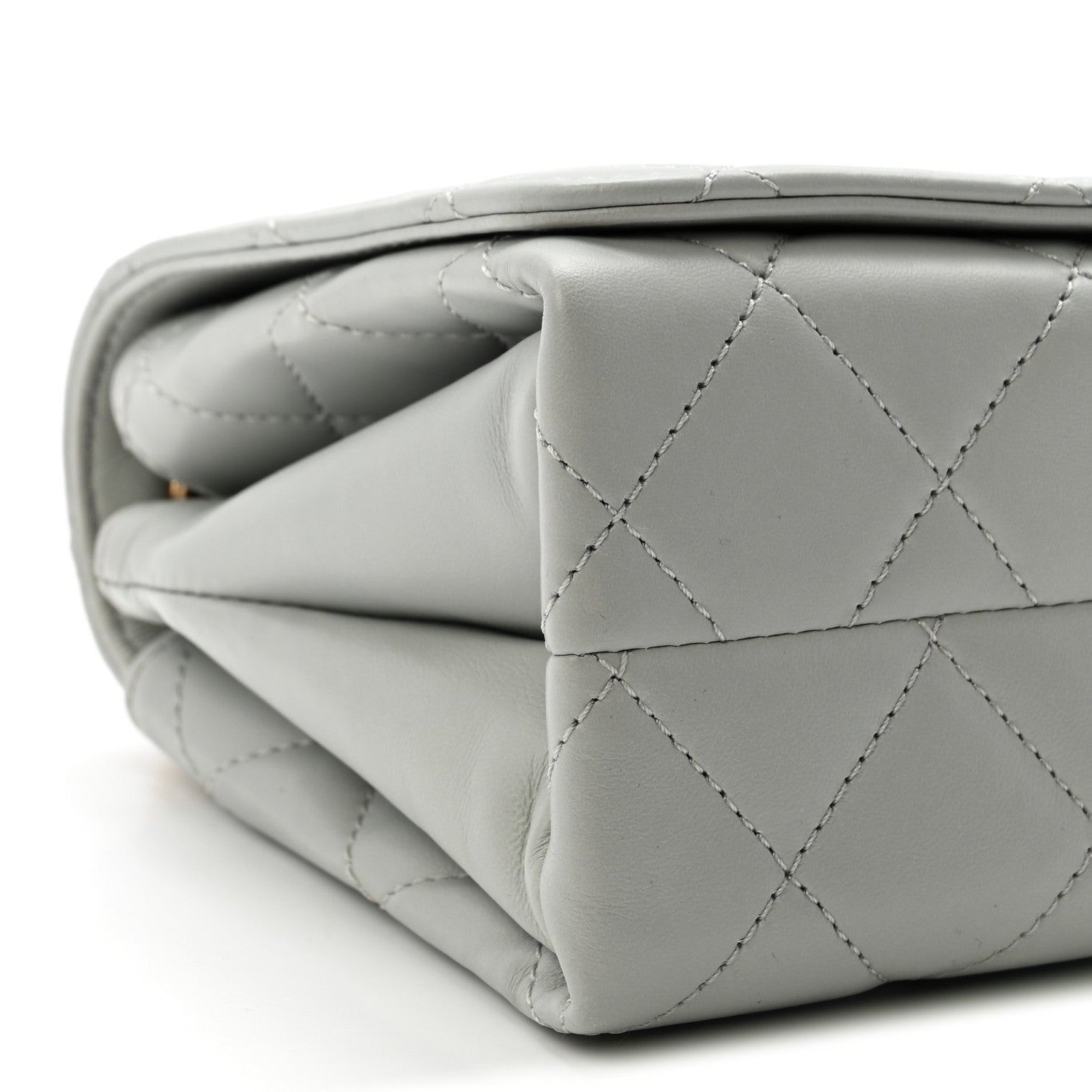 Chanel Calfskin Quilted Enamel Chain Flap Grey 9 of 11