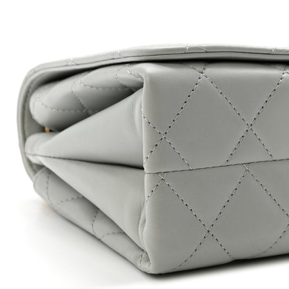 Chanel Calfskin Quilted Enamel Chain Flap Grey 9 of 11
