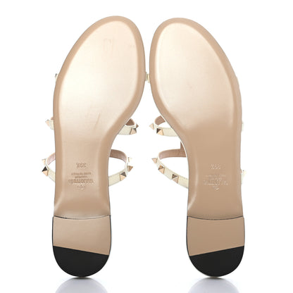 Valentino Garavani Nappa Rockstud Caged Flat Slide Sandals 39.5 Light Ivory 5 of 8