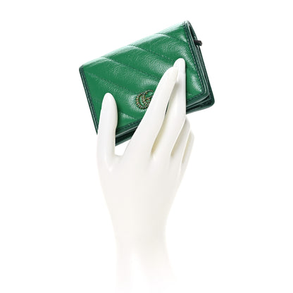 Gucci Azalea Calfskin Enamel Matelasse Diagonal Torchon GG Marmont Card Case New Shamrock Emerald 2 of 10