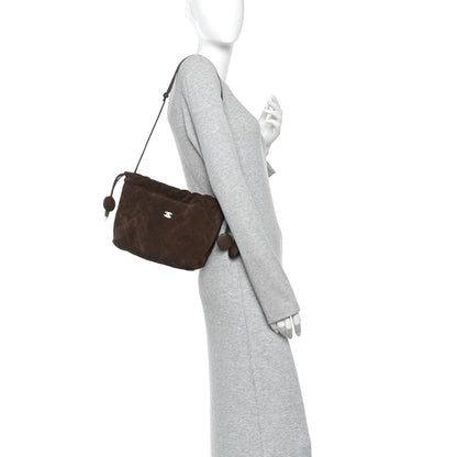 Chanel Suede Calfskin Lambskin Quilted Clutch With Strap Dark Brown 2 of 11