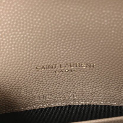 Saint Laurent Grain De Poudre Matelasse Chevron Monogram Envelope Chain Wallet Dusty Grey 7 of 10