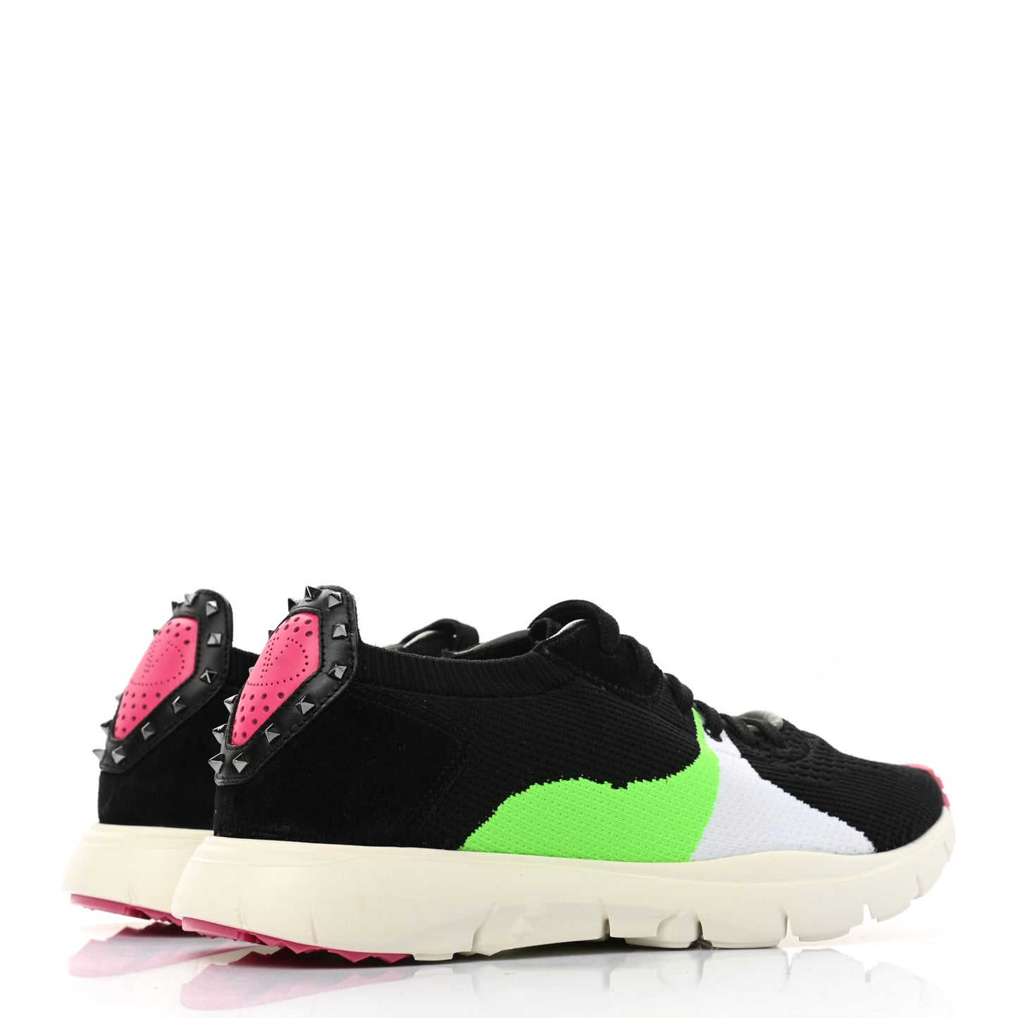 Fabric Knit Mens Rockstud Sound Low Sneakers 41 Black Multicolor