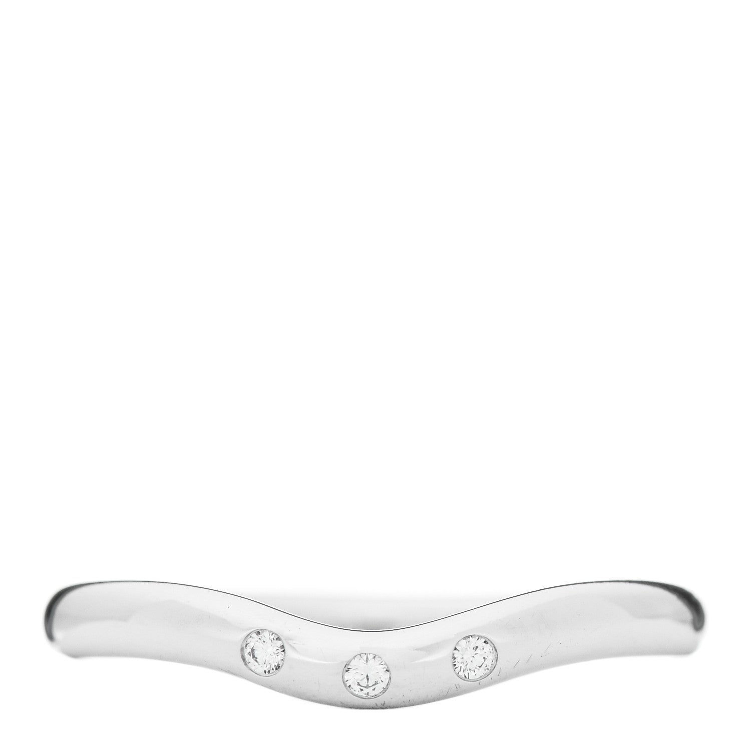 Tiffany 18K White Gold Diamond Elsa Peretti Wedding Band Ring 49 5 1 of 6